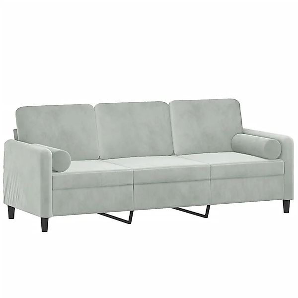 vidaXL 3-Sitzer-Sofa mit Zierkissen Hellgrau 180 cm Samt 3200891 günstig online kaufen