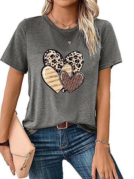 PYL Print-Shirt Damen Sommer Casual Basic Rundhalsshirt mit Kurzarm Locker günstig online kaufen