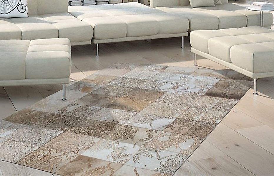 Kayoom Teppich »Cobra 343« rechteckig 18 mm Höhe Teppich aus Leder, gelaser günstig online kaufen