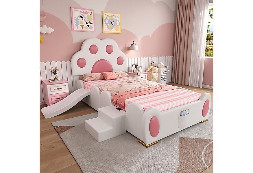 Flieks Polsterbett, Kinderbett 90x200cm mit Katzenpfotenform-Kopfteil, Ruts günstig online kaufen