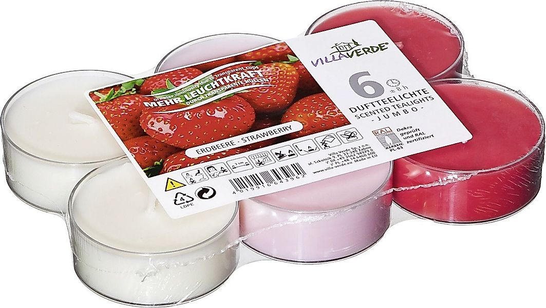 Villa Verde Duftkerze Villa Verde Duftteelichter Jumbo Erdbeere, H: 2 günstig online kaufen