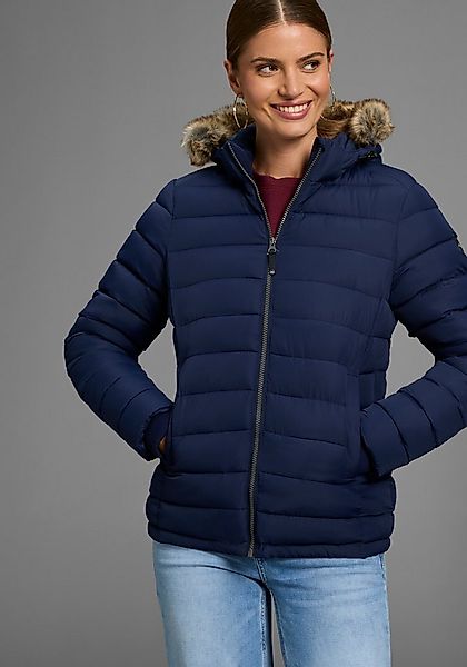 Polarino Steppjacke Kapuze mit Fellimitat zum Abnehmen günstig online kaufen
