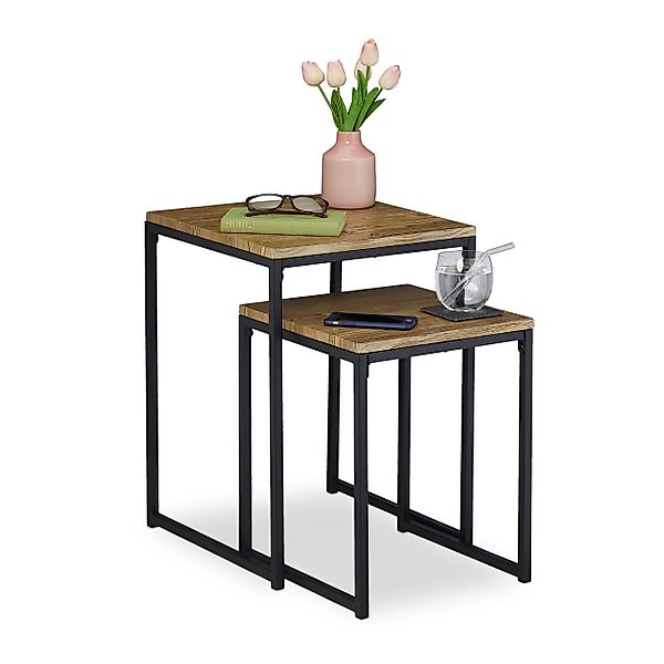 relaxdays Beistelltisch 2er Set Holzoptik günstig online kaufen
