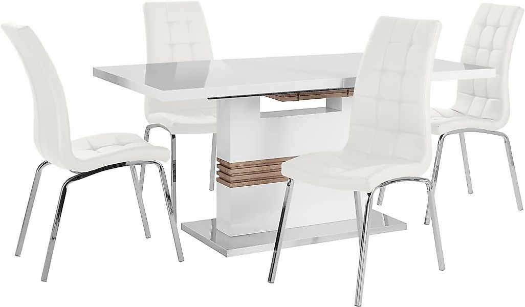 INOSIGN Essgruppe "Perez/Lila" Set, 5 Stk. tlg. mit 4 Stühlen, Tisch auszie günstig online kaufen