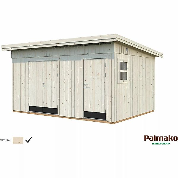 Palmako Kalle Holz-Gartenhaus Natur Pultdach Unbehandelt 452 cm x 330 cm günstig online kaufen