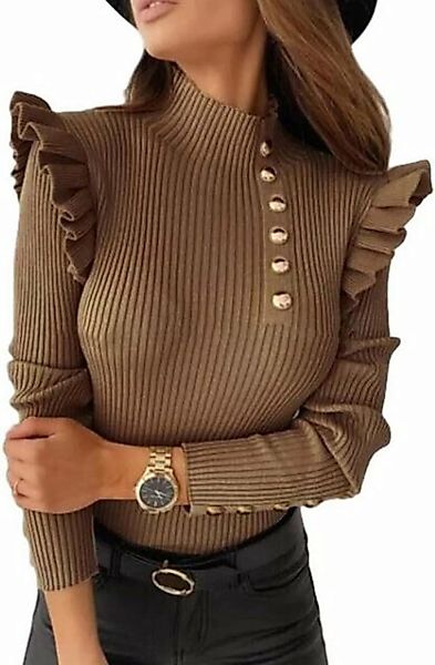 FIDDY Langarmshirt Damen Elegante gestrickte Tops Frauen Langarm Pullover M günstig online kaufen