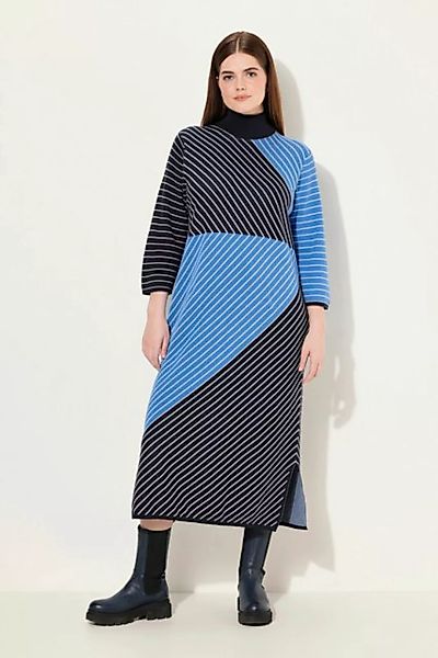 Ulla Popken Midikleid Strick-Midikleid Stehkragen 3/4-Arm Biobaumwolle günstig online kaufen