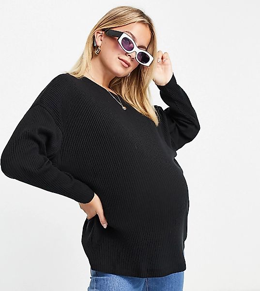 ASOS DESIGN Maternity – Superweiches Oberteil aus kuscheligem Rippstoff in günstig online kaufen