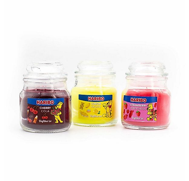 HARIBO Duftkerze Cherry Cola + Strawberry + Lemon Fruits, 3 x 85 g (Set, 3- günstig online kaufen