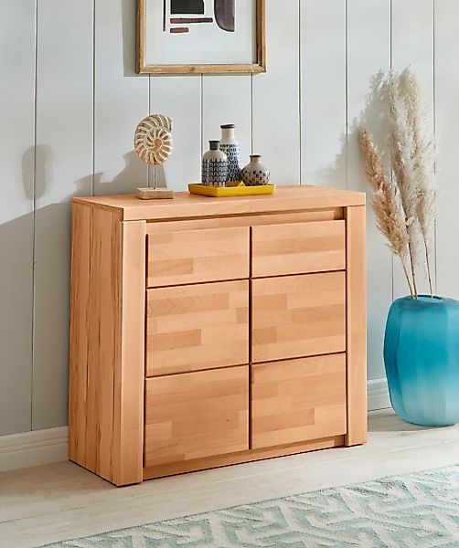 OTTO home Kommode "Burano,90cm breit,35 cm tief, Fronten Massivholz" Holz m günstig online kaufen
