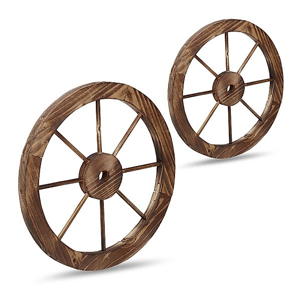 relaxdays Wanddekoobjekt Wagenrad aus Holz 75cm günstig online kaufen