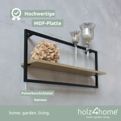 holz4home® Wandregal MDF Sonoma mit Metallrahmen günstig online kaufen