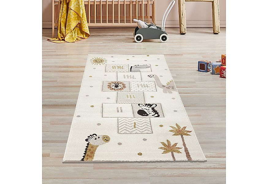 TeppichHome24 Kinderteppich Kinderteppich mit Hüpfspiel & Tieren Weich & St günstig online kaufen