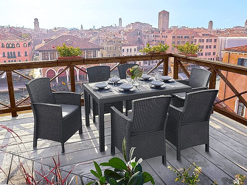 Bica Garten-Essgruppe Essgruppe Lido Esstisch Houston mit 6 Sesseln Gartenm günstig online kaufen