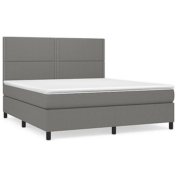 vidaXL Boxspringbett, Boxbett mit Matratze Dunkelgrau 180x200 cm Stoff günstig online kaufen