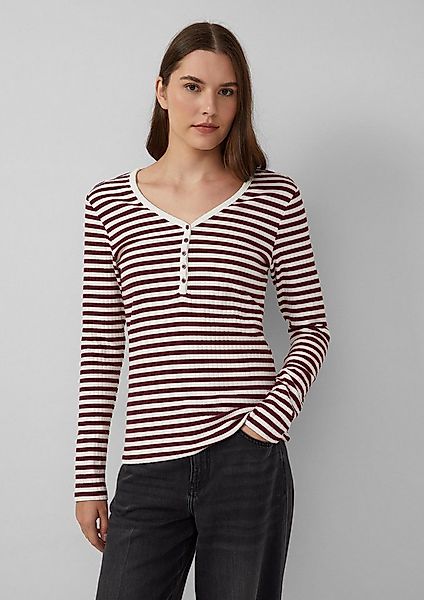 s.Oliver Langarmshirt T-Shirt Ripp-Langarmshirt mit Knopfleiste im Slim Fit günstig online kaufen