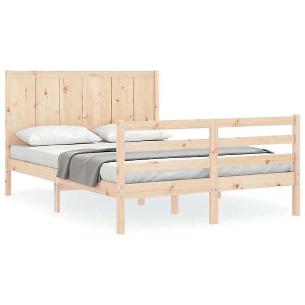 vidaXL Bettgestell, Massivholzbett mit Kopfteil 160x200 cm günstig online kaufen