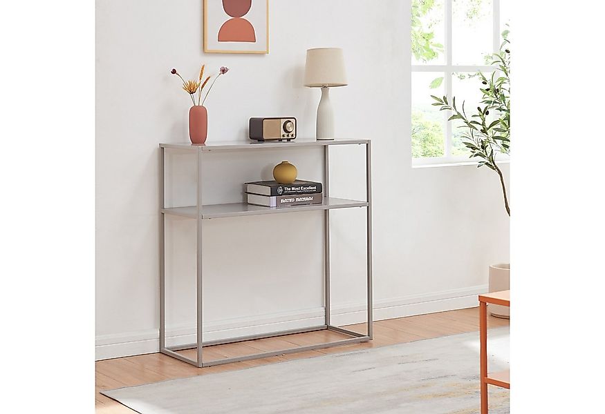 en.casa Konsolentisch, »Kuhmo« Flurtisch aus Metall 80x80x30 cm Hellgrau günstig online kaufen