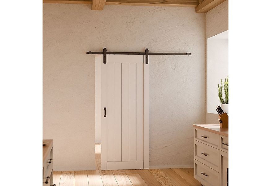 inova wohnen Schiebetür Holzschiebetür Scheunentor Weiß, 90 x 215 cm (Kompl günstig online kaufen