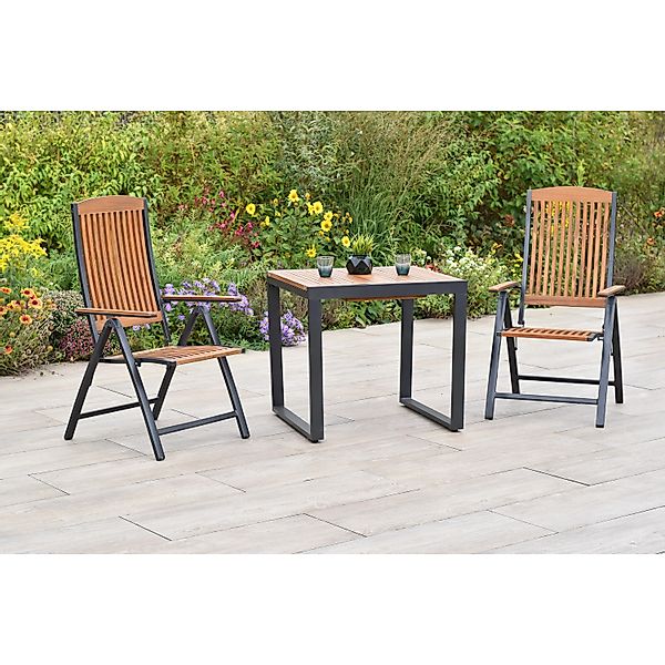 Merxx Athos Set 3-tlg. 2 Klappsessel Balkon-Tisch Ausziehbar günstig online kaufen