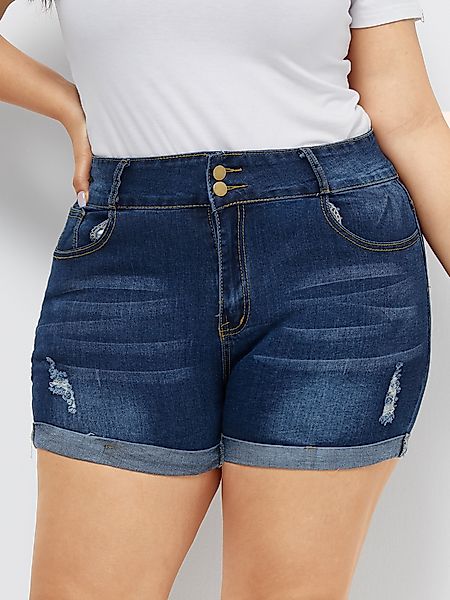 Blaue Jeans-Shorts in Übergröße mit Seitentaschen günstig online kaufen