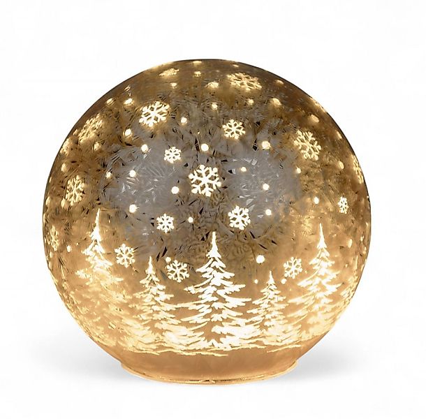 formano LED Dekolicht Glas-Kugel Frosty-Champagner 12cm Timer 6/18h Weihnac günstig online kaufen