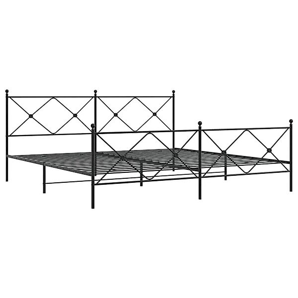 vidaXL Bettgestell mit Kopfteil und Fußteil Metall Schwarz 193x203 cm 37652 günstig online kaufen