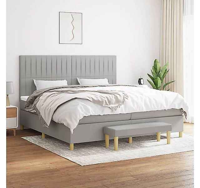 vidaXL Boxspringbett Boxspringbett mit Matratze Hellgrau 200x200 cm Stoff B günstig online kaufen