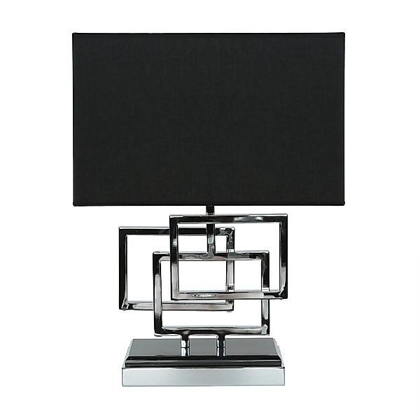 EASYLIGHT Beistelllampe Schwarz Silber 49 cm Hoch Stoff Metall E27 günstig online kaufen