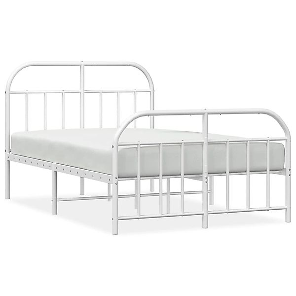 vidaXL Bettgestell, Bettrahmen mit Kopf- und Fußteil Metall Weiß 120x190 cm günstig online kaufen