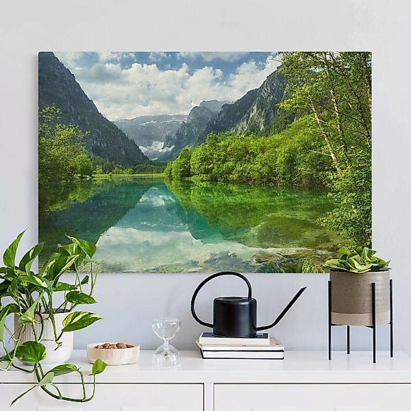 Leinwandbild auf Naturcanvas Bergsee mit Spiegelung günstig online kaufen