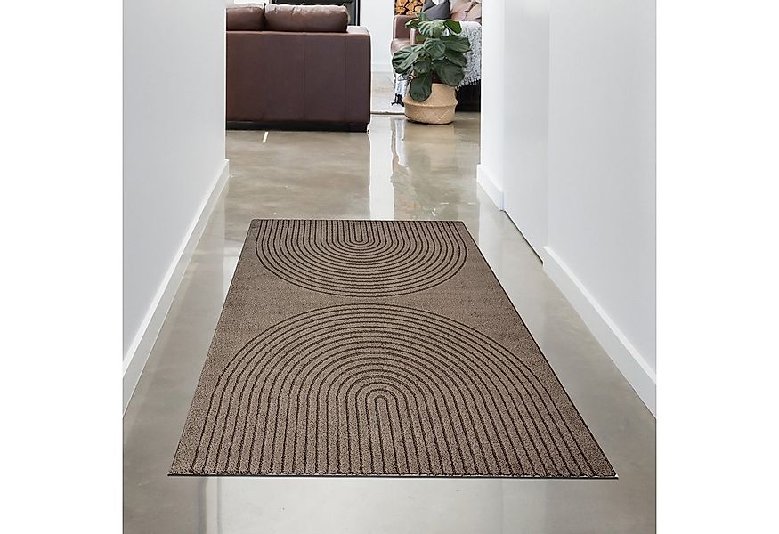 Carpetia Teppich Designteppich Braun mit 3D-Kreismuster elegant und modern, günstig online kaufen