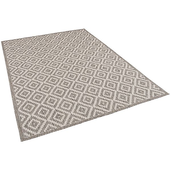 Pergamon In & Outdoor Teppich Flachgewebe Natur Valencia Fliesenoptik Grau günstig online kaufen