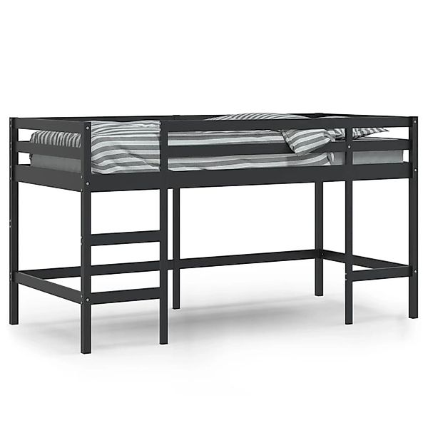 vidaXL Kinderbett Kinderhochbett mit Leiter Schwarz 90x200 cm Massivholz Ki günstig online kaufen