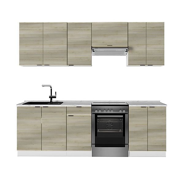 Vicco Fame-Line Küchenzeile Eiche Paneel/Weiß 240 cm ohne Arbeitsplatte günstig online kaufen