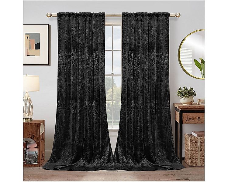 Qelus Gardine Samt Gardinen 2er Set Verdunklungsvorhänge Wohnzimmer Schlafz günstig online kaufen