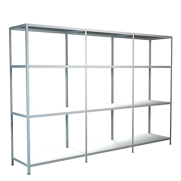 Schulte Steck-Grund- und 2 x Anbauregale 180 cm x 280 cm x 50 cm Weiß günstig online kaufen