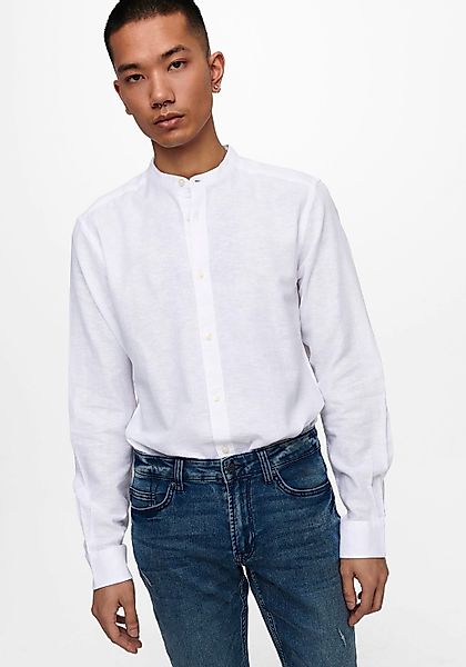 ONLY & SONS Langarmhemd "ONSCAIDEN LS SOLID LINEN MAO SHIRT NOOS" günstig online kaufen
