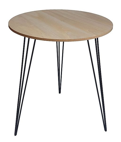 Meinposten Beistelltisch Couchtisch rund Holz Metall Tisch Nachttisch Holzt günstig online kaufen