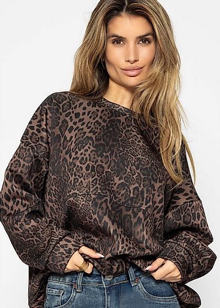 SASSYCLASSY Strickpullover Damen angenehmes Sweatshirt mit Leo-Print Bequem günstig online kaufen