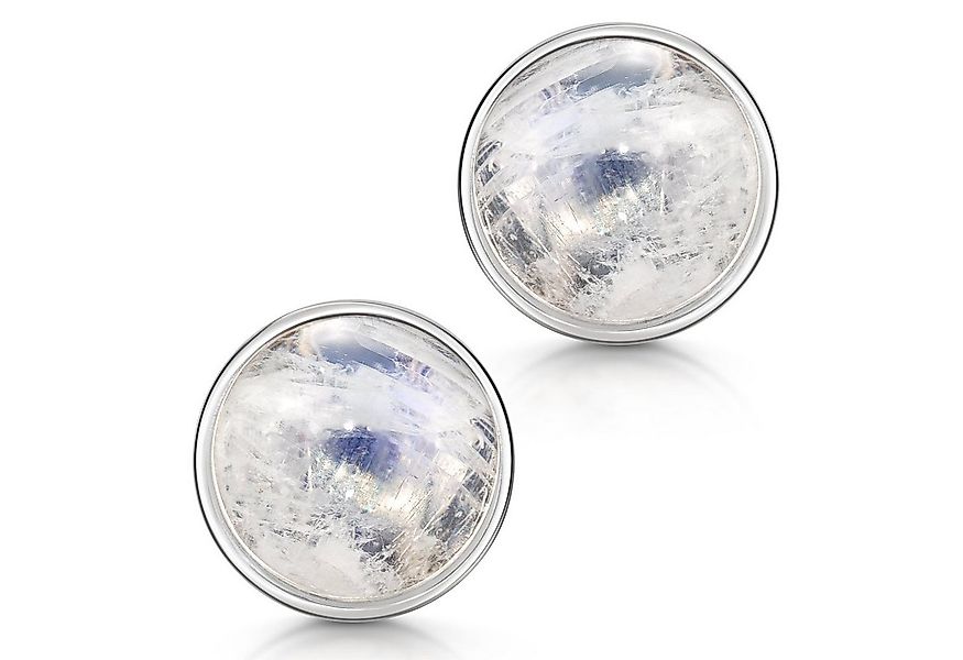 Materia Paar Ohrstecker Mondstein Damen Rund Ø9mm SO-108, Fassung aus 925 S günstig online kaufen