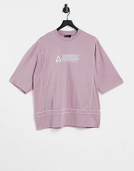 ASOS – Unrvlld Spply – Oversize-T-Shirt in Malve mit Logo-Print auf der Bru günstig online kaufen