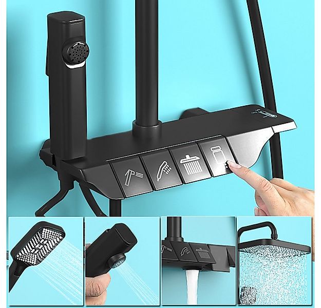 XERSEK Duschsäule Duschsystem Schwarz, Duschset inkl. 30 * 19cm Eckige Kopf günstig online kaufen