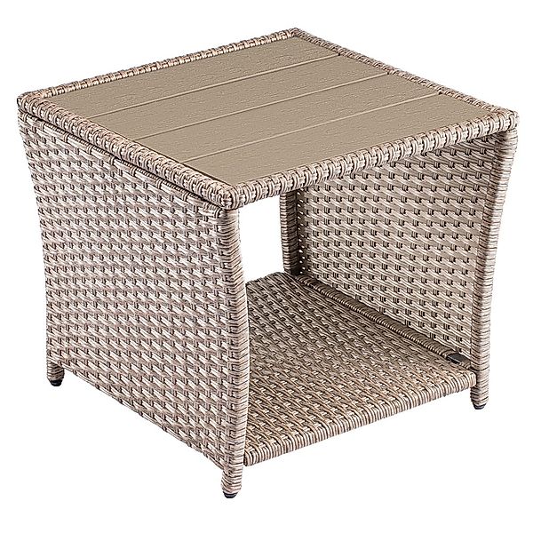Polyrattan Beistelltisch Vedis Creme 45x45x40cm günstig online kaufen