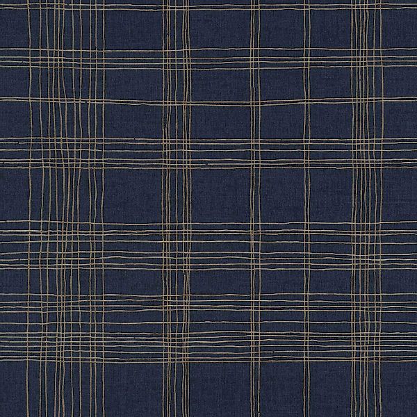 Bricoflor Karo Vliestapete Blau Gold Klassische Tapete Kariert in Dunkelbla günstig online kaufen