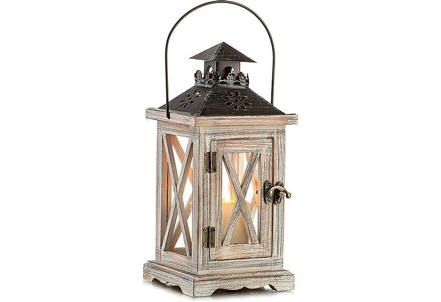 LuxusKollektion Kerzenlaterne Laterne Holz Kerzenständer Windlicht Glas Met günstig online kaufen