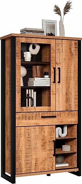 Home affaire Vitrine "Elda" 1 Stk. tlg. Vitrine mit 3 Türen & 1 Vollauszug günstig online kaufen