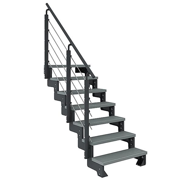 Dolle Außentreppe Gardentop Anthrazit 7 Stufen 100 cm Grau inkl. Geländer günstig online kaufen