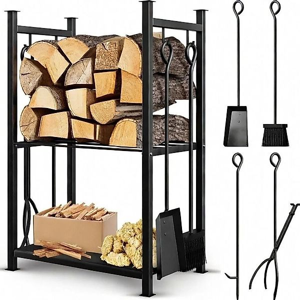 BLACK OAK Kaminholzständer ANTERO 72×46×30 cm – 5-Teiliges Kaminholzregal m günstig online kaufen