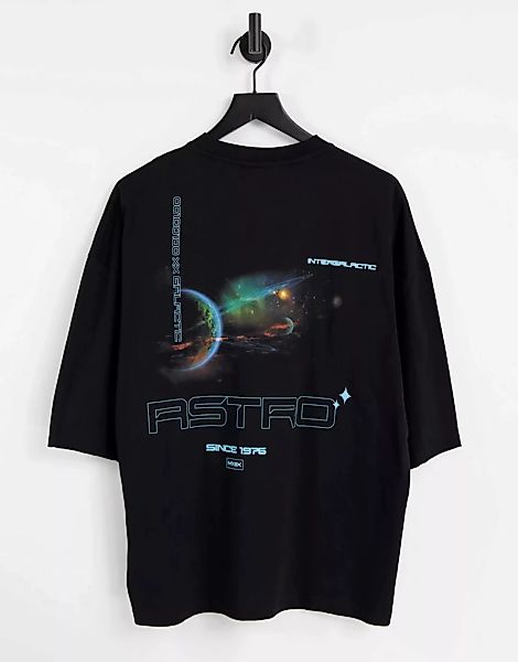 ASOS DESIGN – Oversize-T-Shirt aus Bio-Baumwolle in Schwarz mit Fotoprint a günstig online kaufen